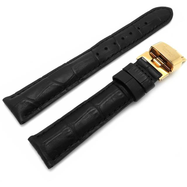 Ingersoll bridge width 18mm spare band leather black kokoprägung with folding