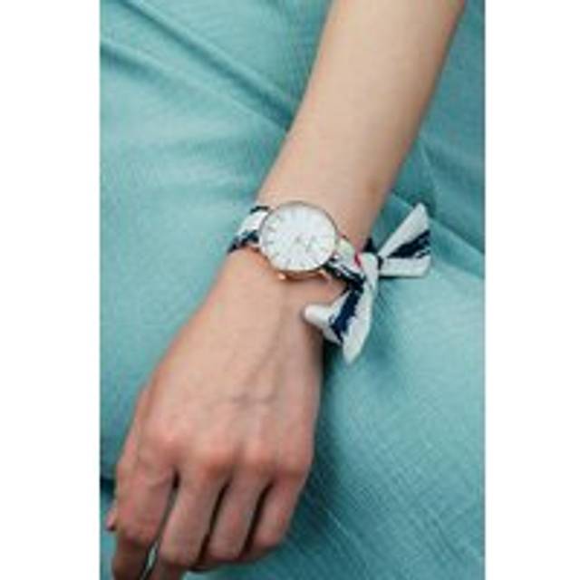 Womens Blue Star Splash Print Changeable Fabric Strap Boho Wristwatch - One Size