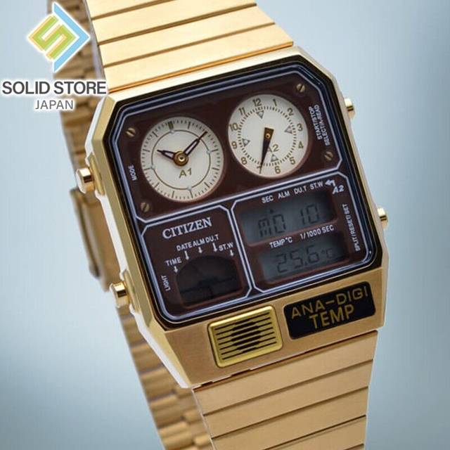 Citizen collection ana-digi temp jg2103-72x analog digital watch gold 32.5mm