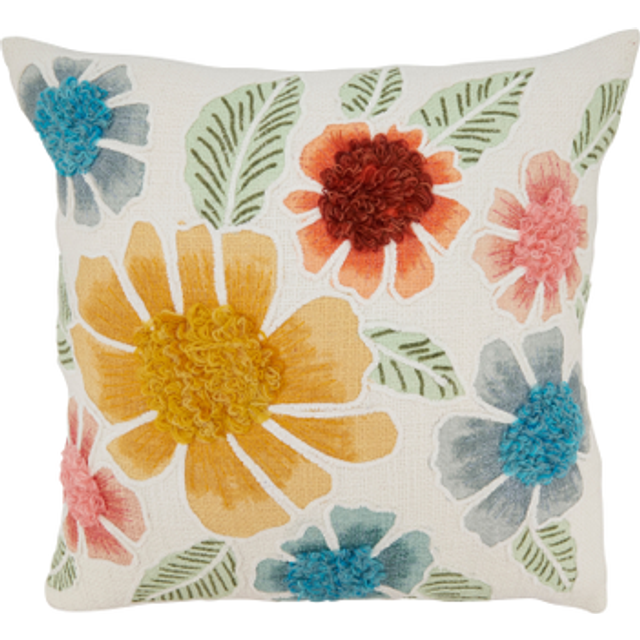 Saro Lifestyle 3529.M20SP Beautiful Embroidered Floral Poly Filled Pillow - Multi Color