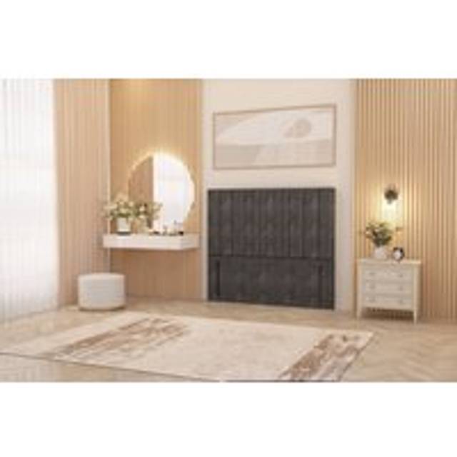 Alexas 54" Floor Standing Headboard Tweed Fabric - Charcoal - Single