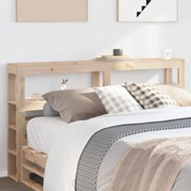 Headboard with Shelves 150 cm Solid Wood Pine - Brown - One Size