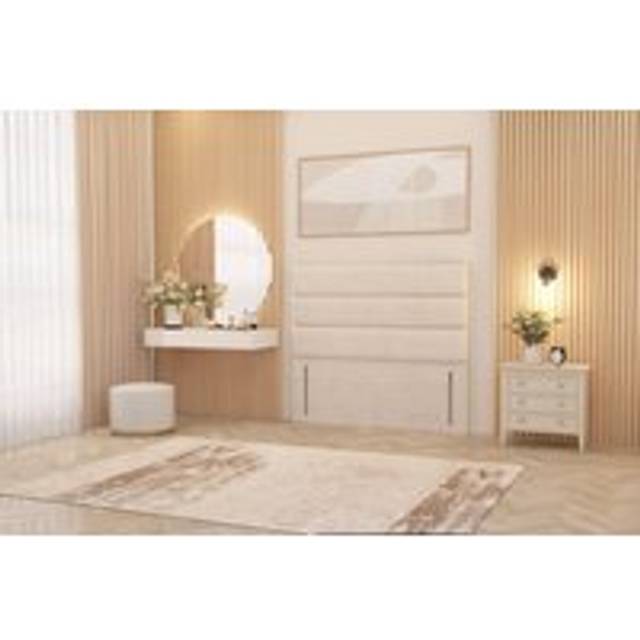 Chambery 54" Floor Standing Divan Headboard Upholstered Plush Velvet - Ivory - Small Double