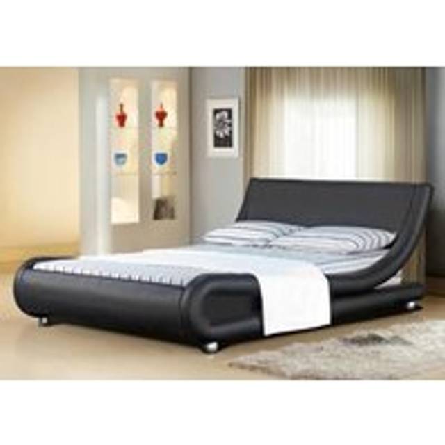 Italian Style Faux Leather Bedframe - Black - Double
