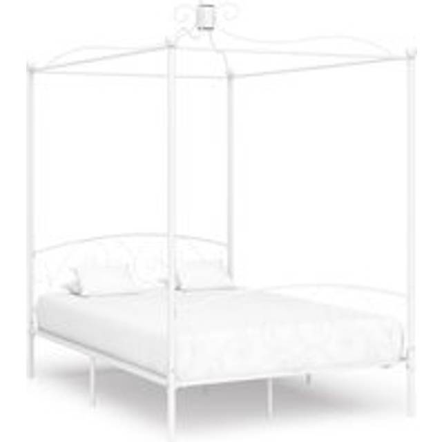 Canopy Bed Frame White Metal 140x200 cm - One Size