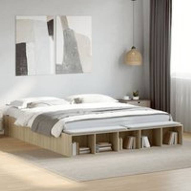 Bed Frame without Mattress Sonoma Oak 180x200 cm Super King - Brown
