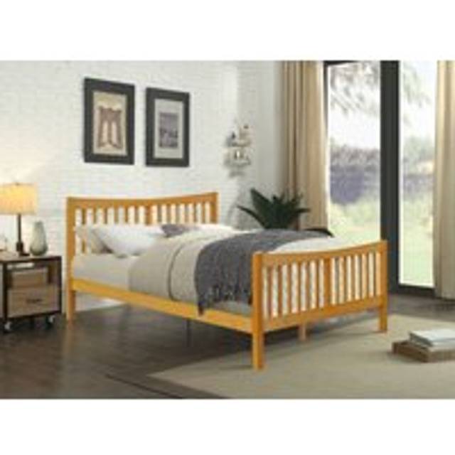 Solid Wooden Country Style Bed Frame - Light Brown - King