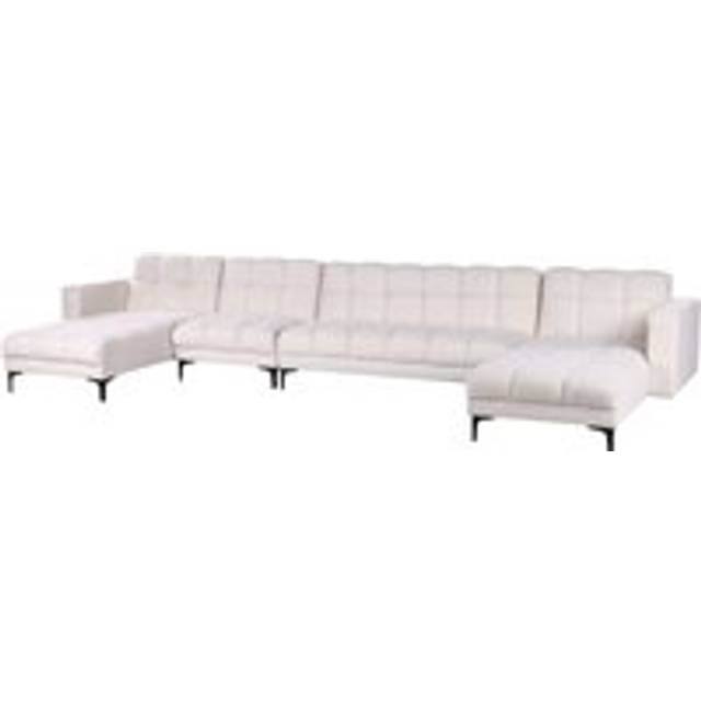 Beliani 6 Seater U-shaped Boucle Sofa Bed White Alnes, White