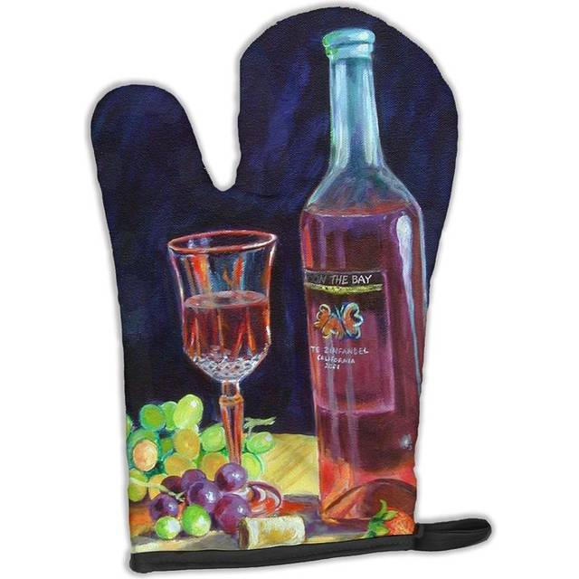"""""Caroline's Treasures 7185OVMT Red Wine Bottle and Glass Oven Mitt  12"""""""" by 8.5""""""""  Multicolor"""""