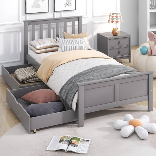 3ft Single Wooden Storage Bed Frame with Drawer