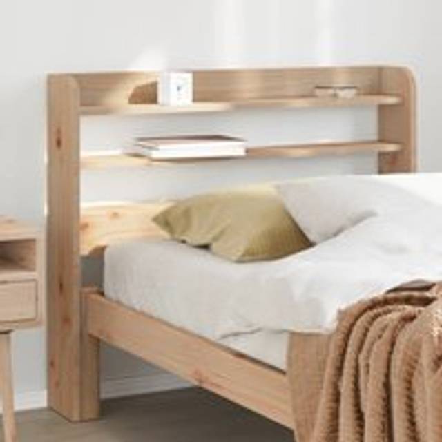 Headboard with Shelves 75 cm Solid Wood Pine - Brown - One Size