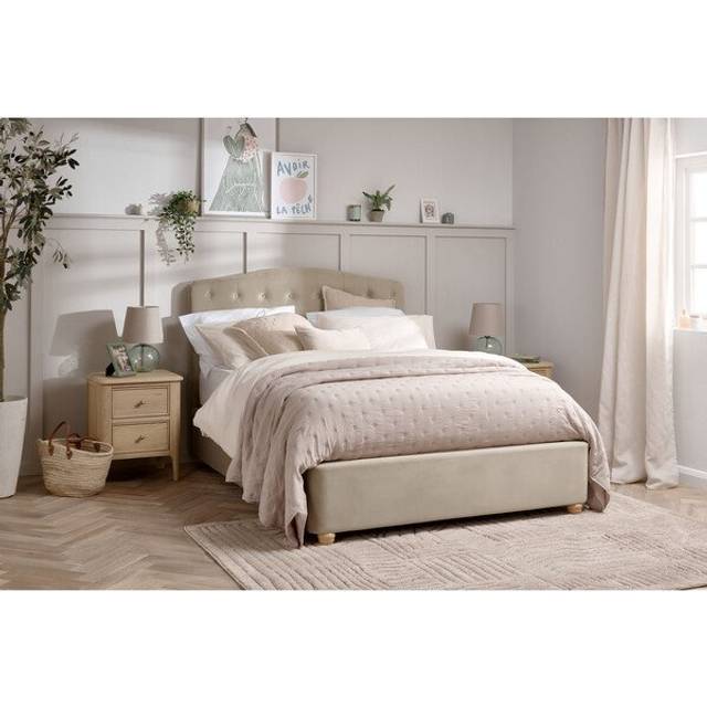 Sunningdale Linen Fabric Upholstered Beds - King-Size Ottoman Bed - Windsor Range - Oak Furnitureland