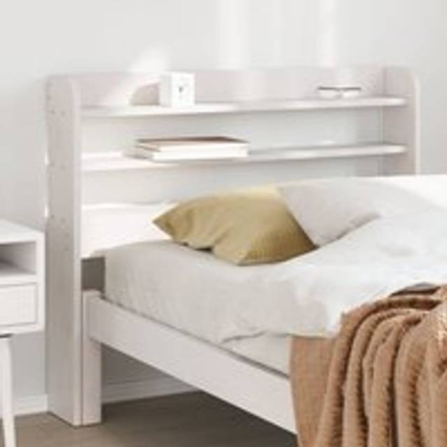 Headboard with Shelves White 100 cm Solid Wood Pine - One Size