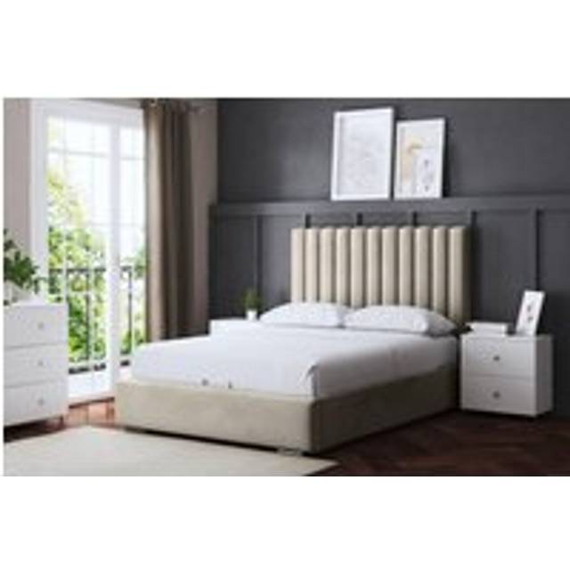 DS Living Evangeline Ottoman Panel Bed Beige with Headboard Single, Cream