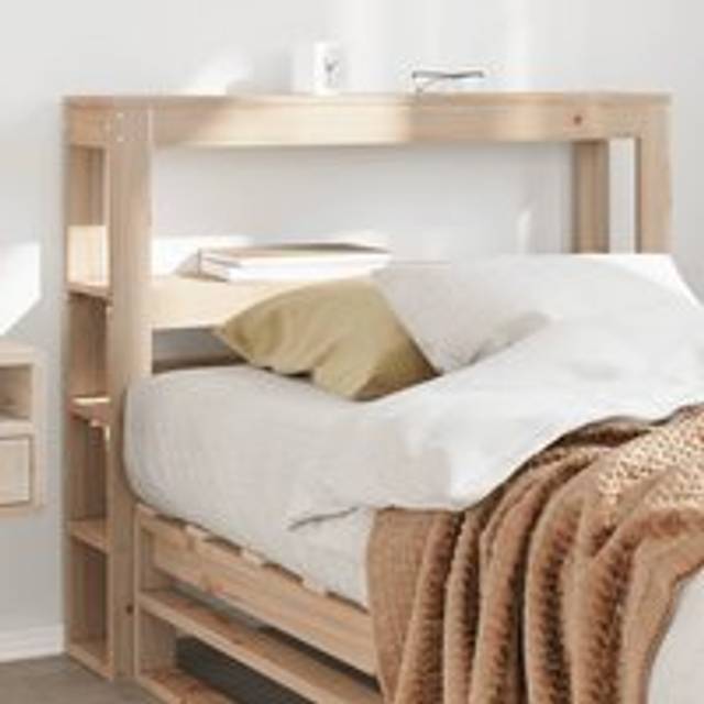 Headboard with Shelves 75 cm Solid Wood Pine - Brown - One Size
