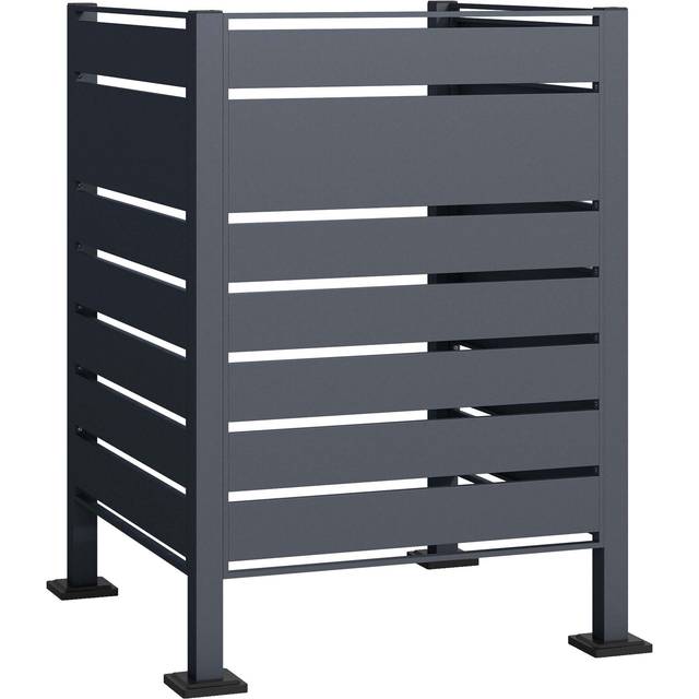 Wiltec Dustbin Fence for One Wheelie Bin 60-240l Trash Can Screen Anthracite-coloured Steel Box