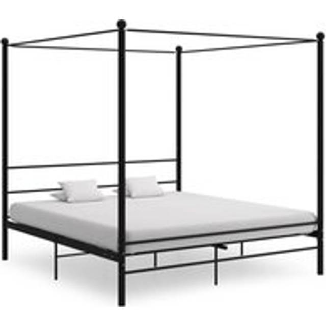 Canopy Bed Frame Black Metal 200x200 cm - One Size