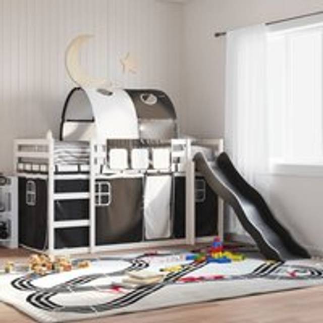 Bunk Bed without Mattress with Slide White and Black 90x190 cm Single - One Size