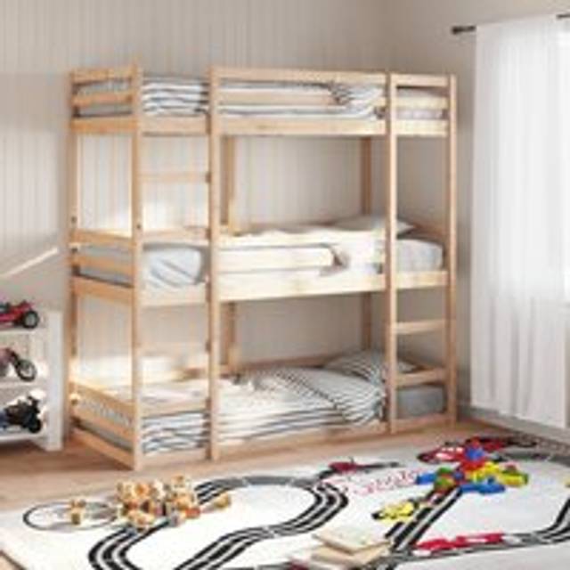 Triple Bunk Bed without Mattress 75x190 cm Small Single Solid Wood Pine - Brown - One Size