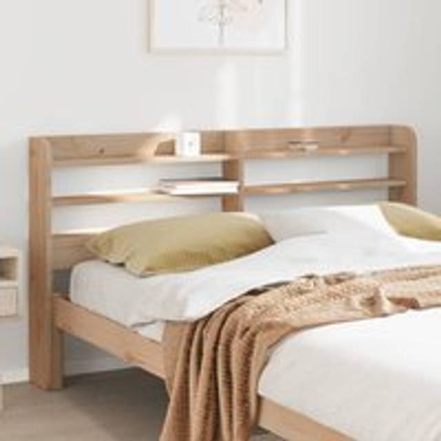 Headboard with Shelves 150 cm Solid Wood Pine - Brown - One Size