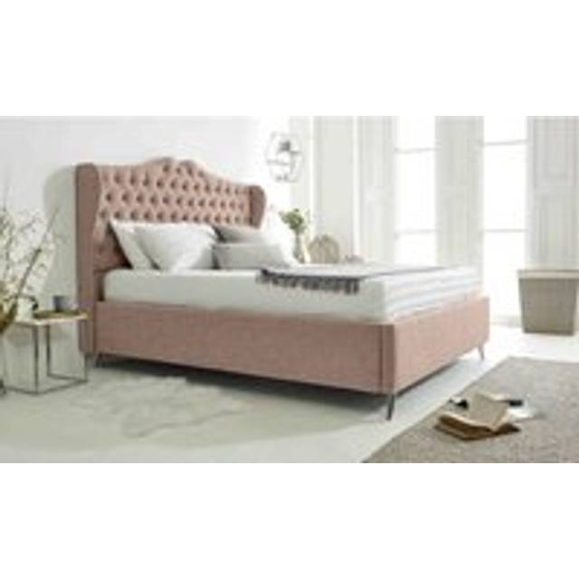 Vanessa Oatmeal Grampian Fabric Matching Buttons Small Double Bed Frame