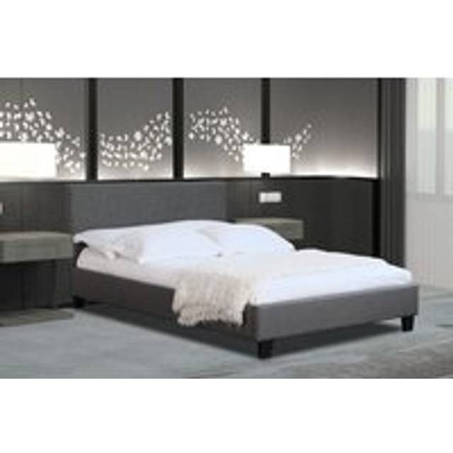 Modern Hopsack Fabric Upholstered Bedframe - Dark Grey - Small Double