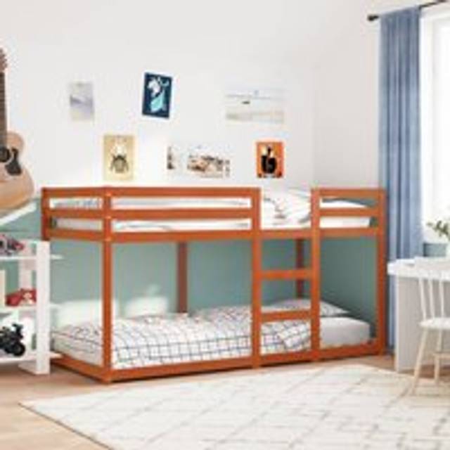 Bunk Bed without Mattress Wax Brown 75x190 cm Small Single Solid Wood Pine - One Size