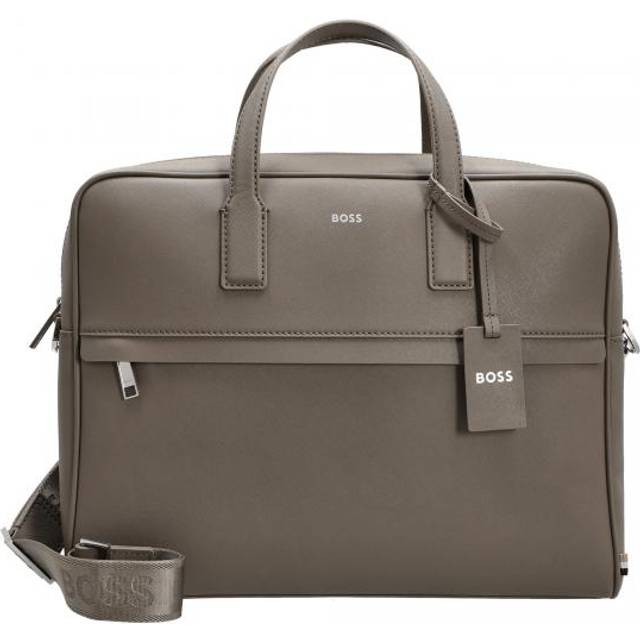 Boss Zair Briefcase Leather 40 cm Laptop compartment gray