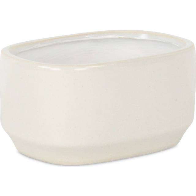 Elegora Wide Curved Rectangular Straight Side Ceramic Pot - Small - Off White