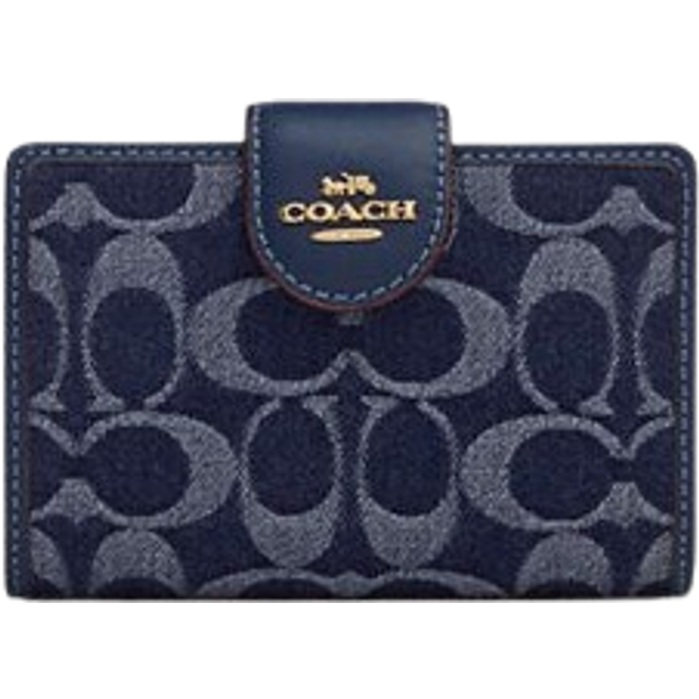 【COACH】Medium Corner Zip Wallet/Denim Coach Medium Corner Zip Wallet In Signature Denim - Denim