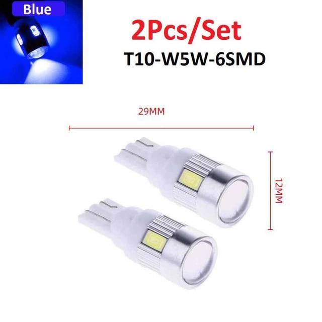 2Pcs/1pc T10 W5W 158 192 Xenon  Backup Light Bulbs LED CANBUS 6SMD 5630 Interior Light 2Pcs blue