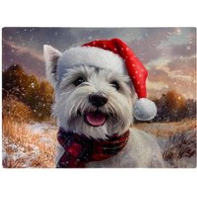 Snowy Christmas West Highland Terrier Glass Chopping Board
