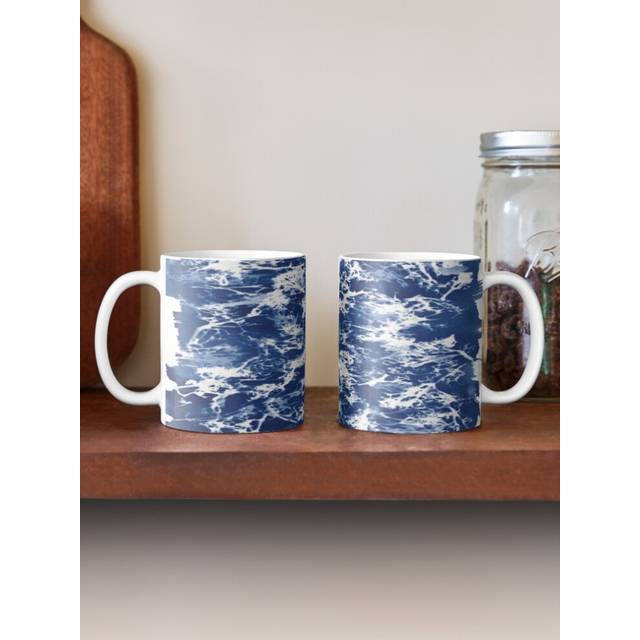 (Moss Cyanotype-158) Coffee Mugs 11oz Cosmic Wave Space Pattern Ceramic Mug Cute Novelty Christmas Gifts