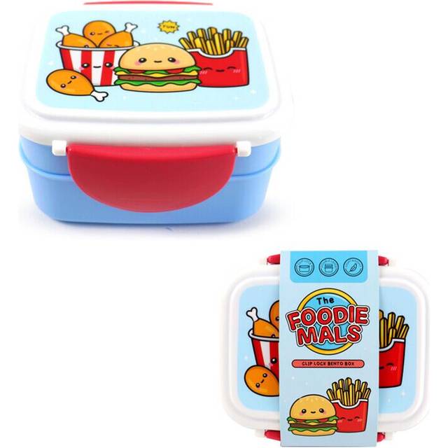 Foodiemals Clip Lock Stacked Bento Lunch Box with Cutlery