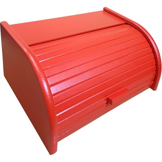 Wooden bread box apollo roll top storage loaf kitchen red - size small