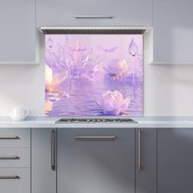 Warren Reed - Designer Mystical Waterlilies In Purple Twilight Kitchen Splashback W900Mm X H750Mm, Multi
