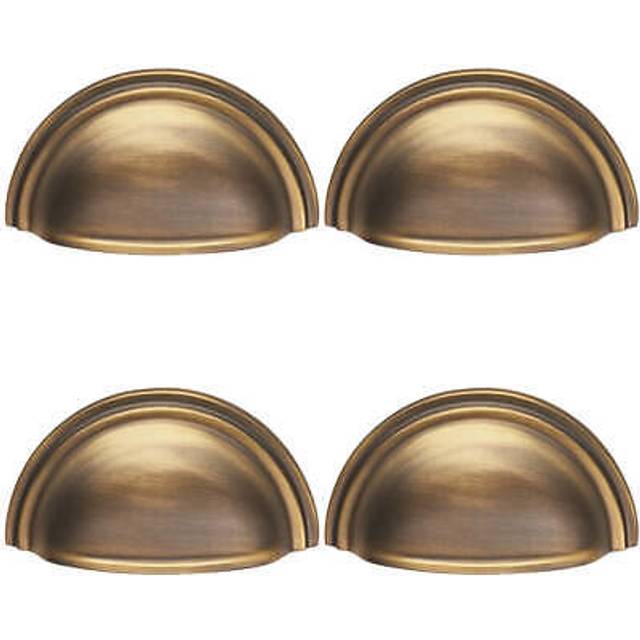 4 pack victorian cup handle antique brass 76mm centres solid brass drawer pull