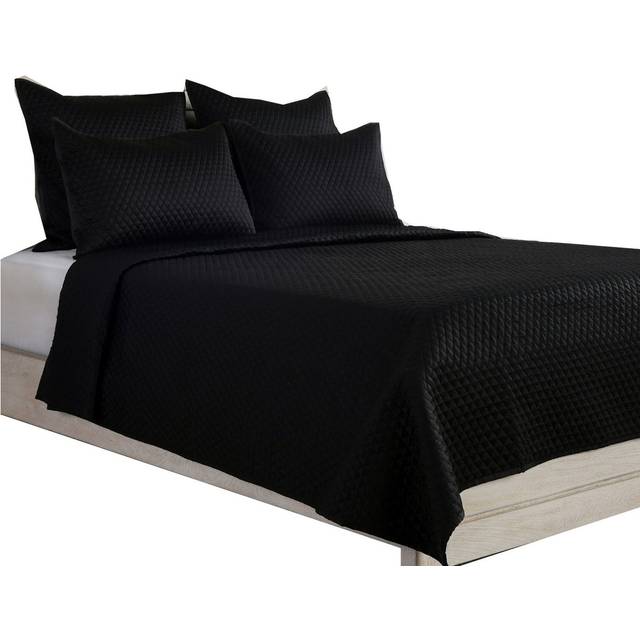 Kahn Hand Stitched Soft Sateen King Quilt  Cotton Fill and Binding  Black