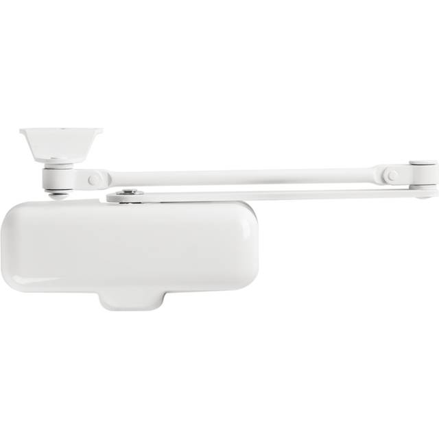 BRINKS Commercial - Light Duty Residential Door Closer  White Finish - Size 1 with a 180-Degree Opening Range and Adjustable Closing Speed