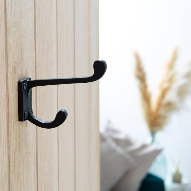 30mm x 85mm Black Rectangular Plate Rounded Hat & Coat Hook