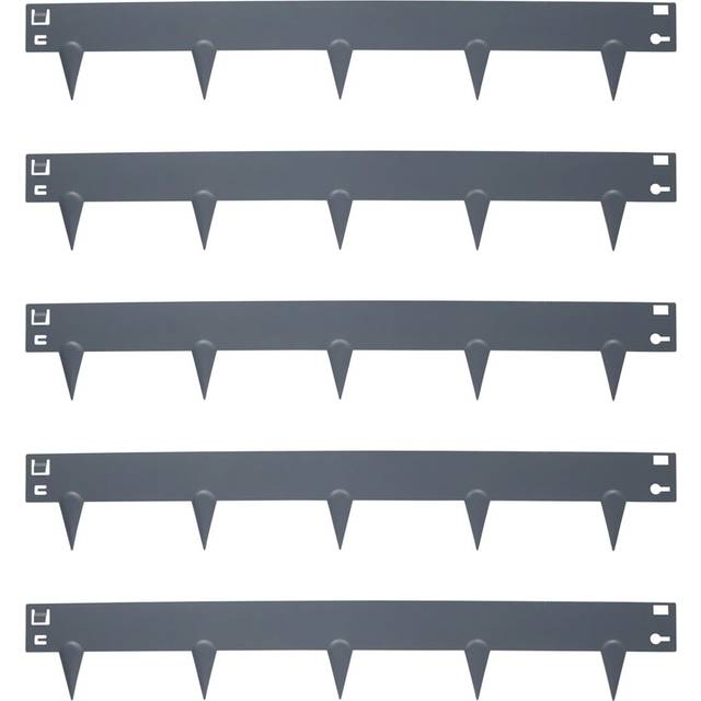 Harbour Housewares 5pc Steel Lawn Edging Set - 5m x 8cm - Anthracite, Grey