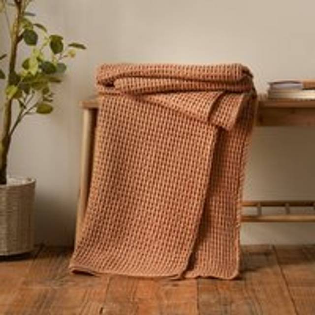 Pineapple Elephant Jaipur Waffle 150cm x 200cm Throw Caramel - Yellow