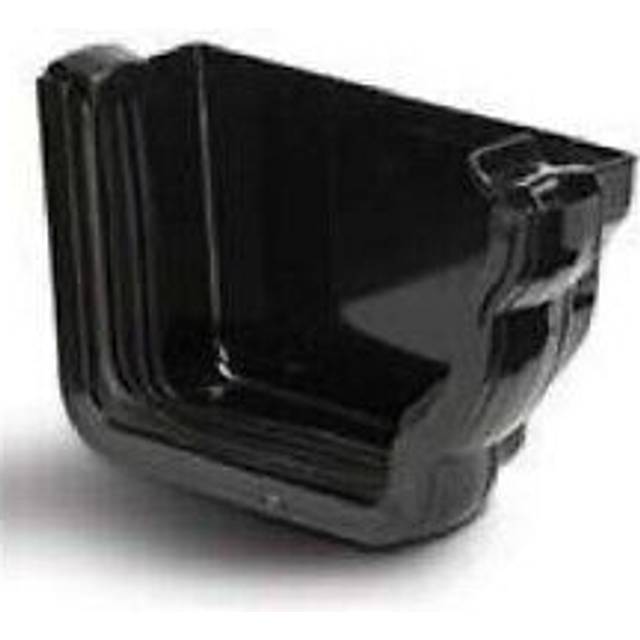 Polypipe 117mm sovereign gutter - right hand external stopend - black - rh717b