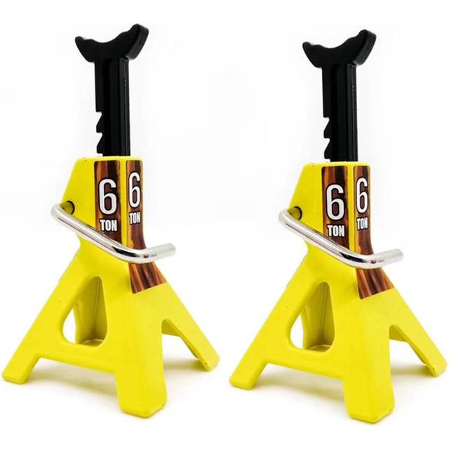 2X Metal Jack Stands 6 Ton Height Adjustable for 1/10 RC Crawler Truck Trx4 SCX10 Simulation Climbing Vehicles-Yellow