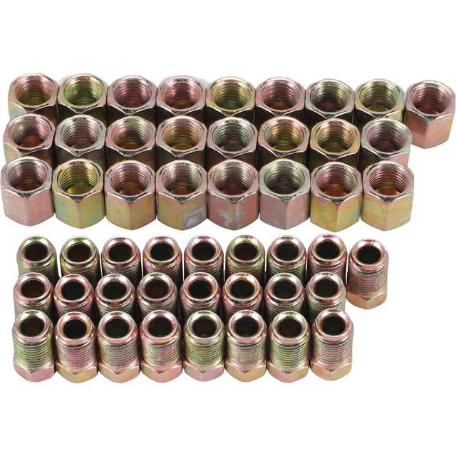 50Pcs Male / Female End Brake Pipe Screw Nuts M10 x 1mm 3/16Inch OD Copper Brake Tubes Line Pipe Fittings Metric