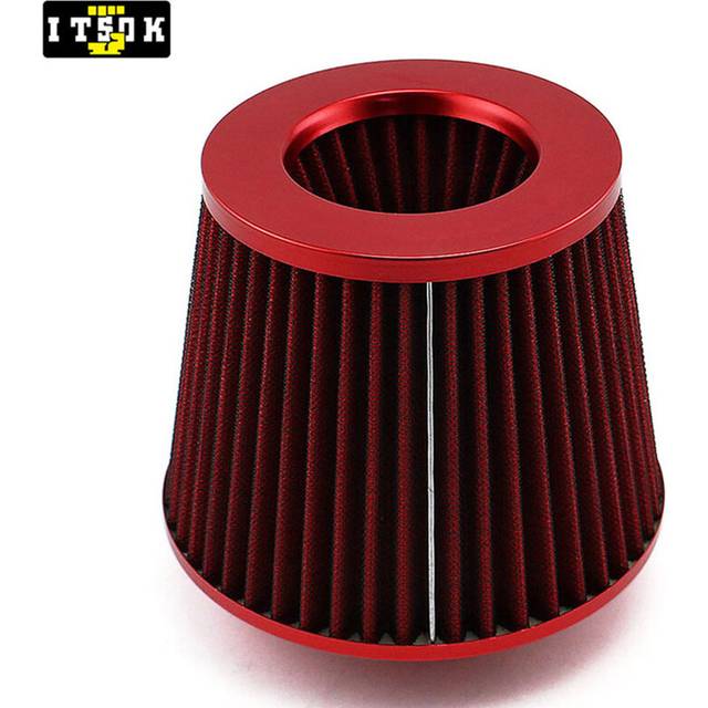 (Red) Air Filter Cone Intake Filter 76mm Car Sponge Airfilter 3inch Universal
