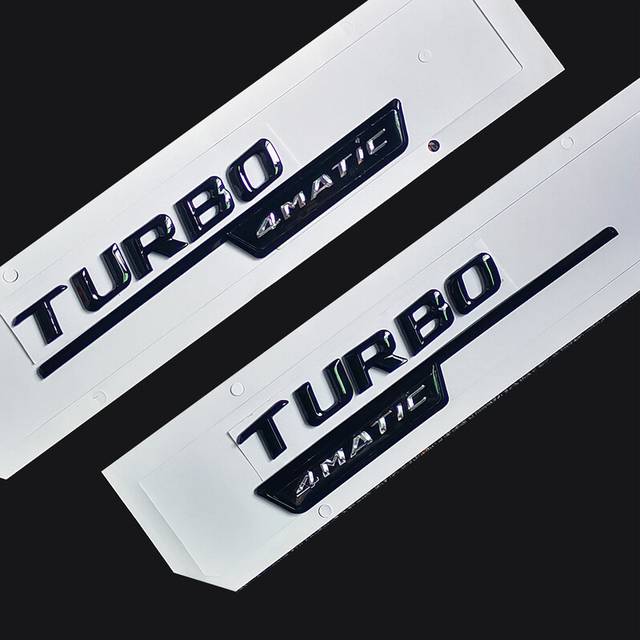 (Glossy Black-Sharp) For AMG 4MATIC TURBO Logo Badge Side Fender Sticker For Mercedes Benz