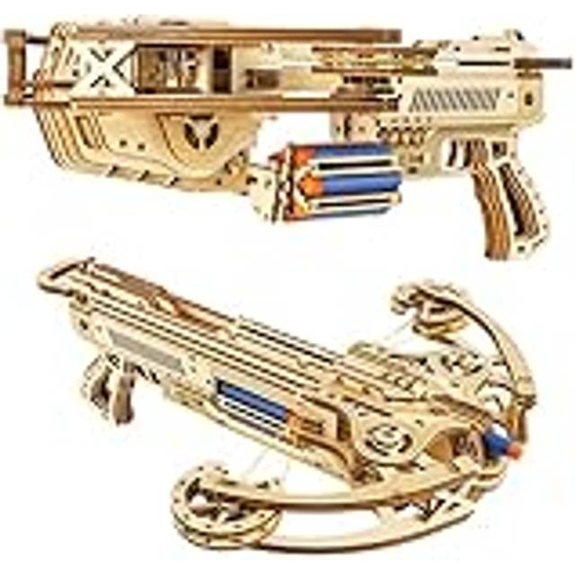 Wood Trick Bullet Boltcaster Crossbow 3D Wooden Puzzles for Adults and Kids to Build - Shoots up to 32 ft - Wooden Models Engineering DIY Project Mech