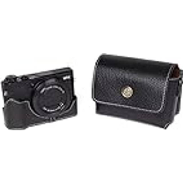 Real leather full camera case bag pouch for canon g7x mark iii ii m3 m2 black
