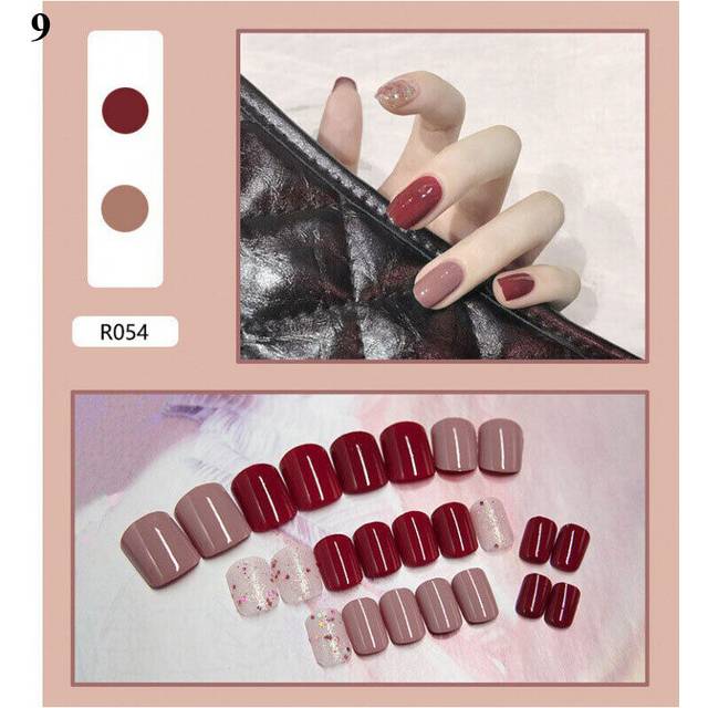 "24pcs Fake Nails with Designs Press on Full Cover Artificial Short False Nails"""
